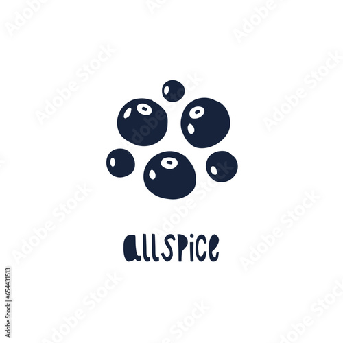 Black and White label spice herb allspice