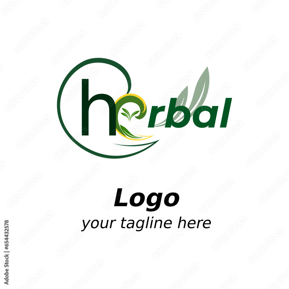 herbal simple logo with nice leaves herbal simple logo with nice leaves