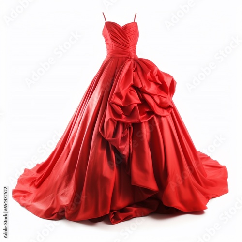 Red ball gown dress isolated on white