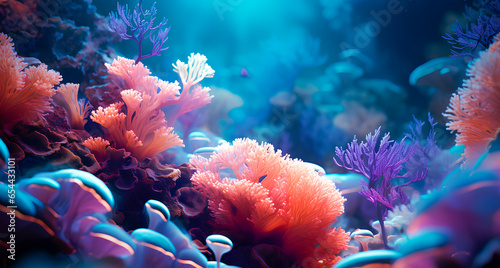 Seabed with anemones and corals. Climate change and environment. © TopMicrobialStock
