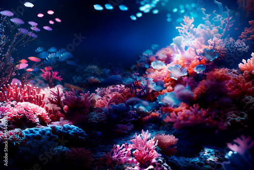 Seabed with anemones and corals. Climate change and environment. © TopMicrobialStock