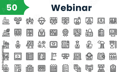 Set of outline webinar icons. Vector icons collection for web design, mobile apps, infographics and ui