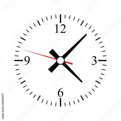 Clock Face with Hour, Minute and Second Hand Isolated on White Background