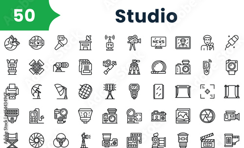 Set of outline studio icons. Vector icons collection for web design, mobile apps, infographics and ui