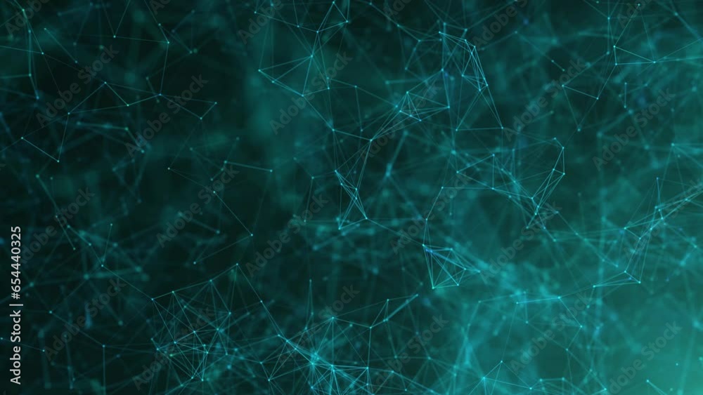 Abstract Green Plexus Background.  Futuristic technology motion background. Network Business Technology