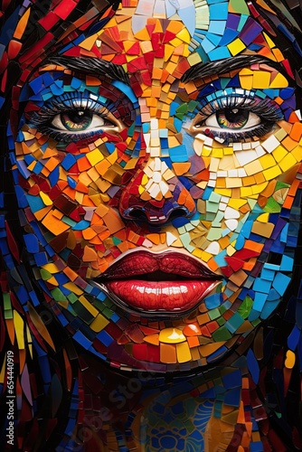 Abstract collage, mosaic art design of beautiful woman. Generative Ai