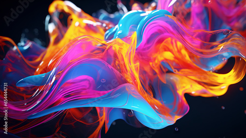 Abstract neon colourful liquid splashes and waves background
