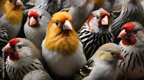 Group of Royal finch birds closeup © Veniamin Kraskov