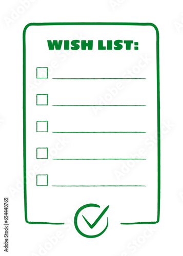 Wish list template isolated on white background for holiday, santa claus. Vector Illustration 10 eps