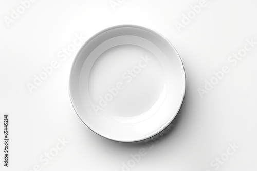 White ashtray and cigarette on white background seen from above