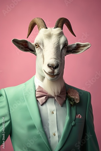 Goat wearing suit. Generative Ai image