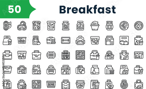 Set of outline breakfast icons. Vector icons collection for web design, mobile apps, infographics and ui