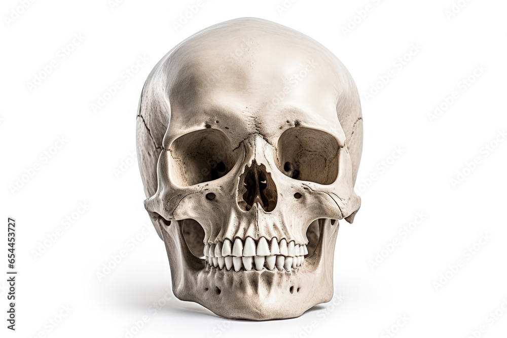 White background with clipped human skull isolated White background with clipped human skull isolated