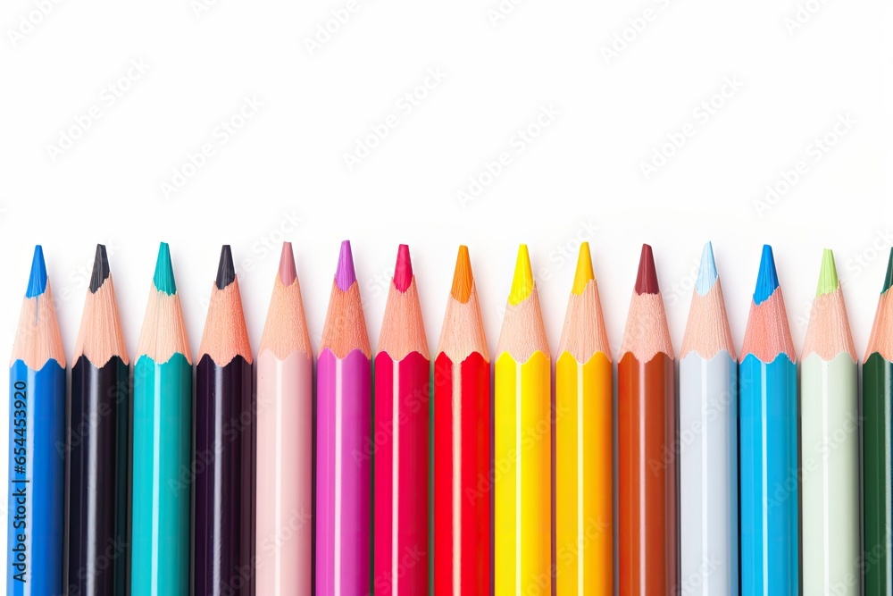 White background with isolated colored pencils White background with isolated colored pencils