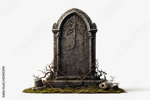 White background with isolated gravestone marks the death photo