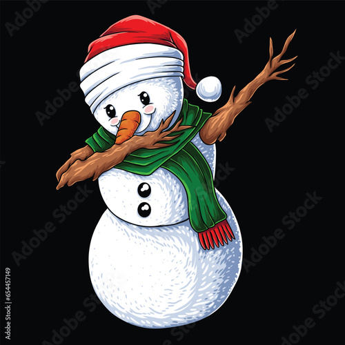 Snowman dabbing dance christmas vector illustration for your company or brand