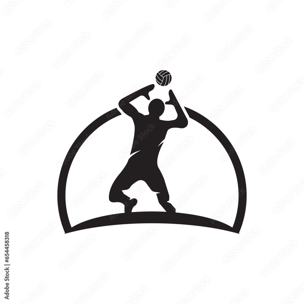 Playing volleyball logo icon design vector illustration