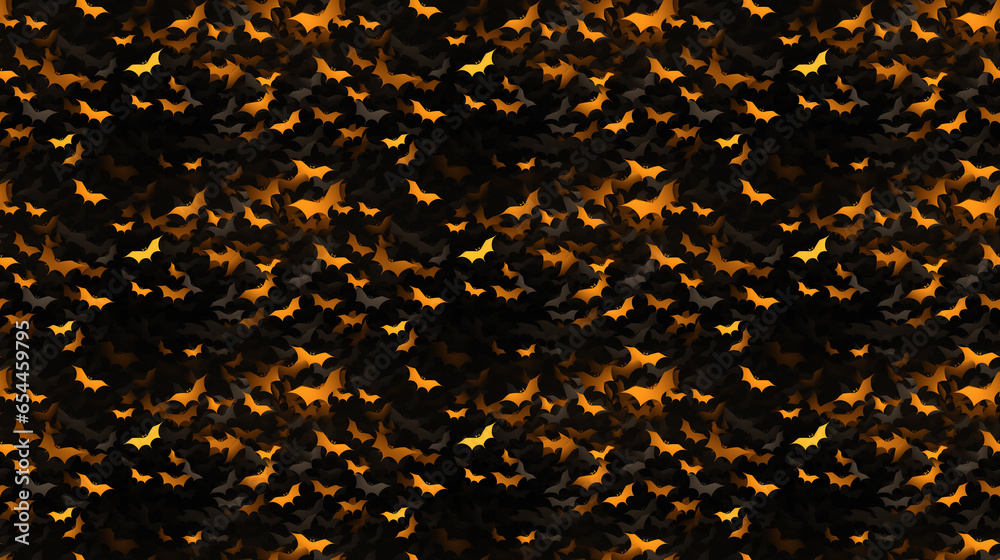 Abstract 2D Halloween Bats Pattern Background Illustration Seamless Tile