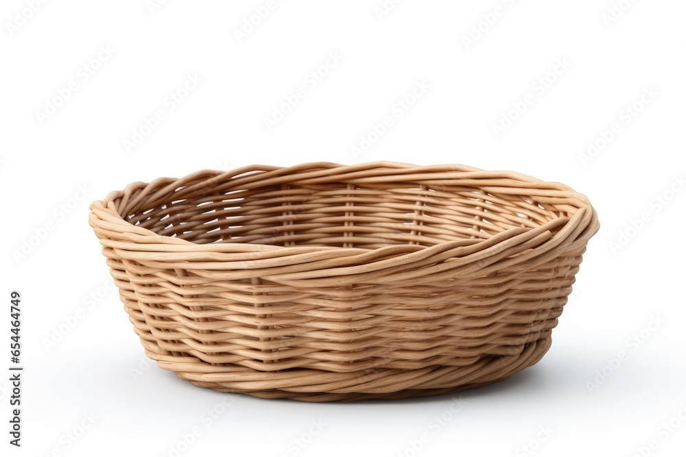 Wicker harvest basket isolated on white