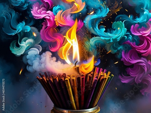 Aromatic Whispers Immersing in the Sacred Fragrance of Diwali. AI Generated.