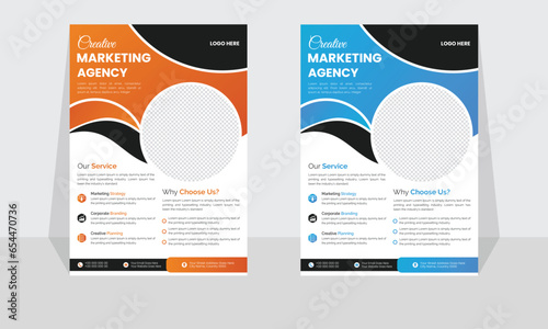 Corporate modern business flyer template design set, minimal business flyer template or eye catching flyer design, flyer in A4 with colorful business proposal, modern with orange and blue flyer