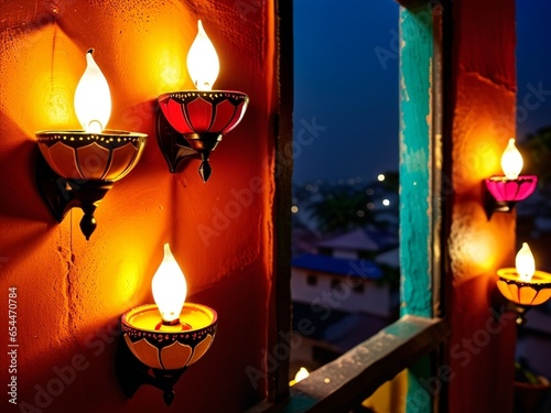 Luminous Traditions Diwali s Earthen Lamp Delight. AI Generated.