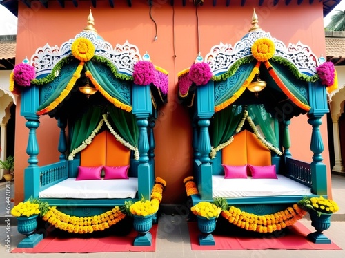 Regal Splendor The Magnificent Diwali Processions of Royal Palanquins. AI Generated.