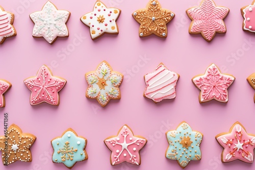 Christmas cookies on pink background