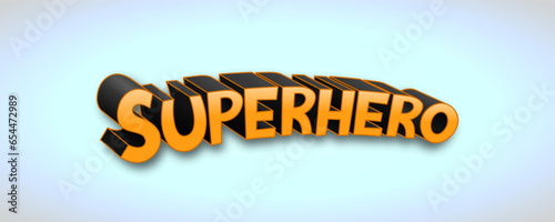 Superhero cartoon logo on light background. Vector illustration.