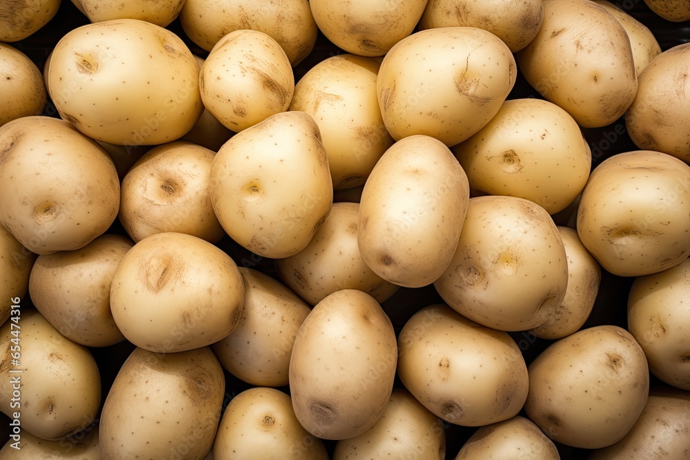 Young white potatoes with a textured vegetable quality Young white potatoes with a textured vegetable quality