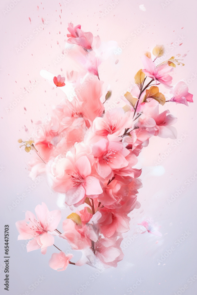 Dreamlike pink flowers rhapsody, spring blossom 