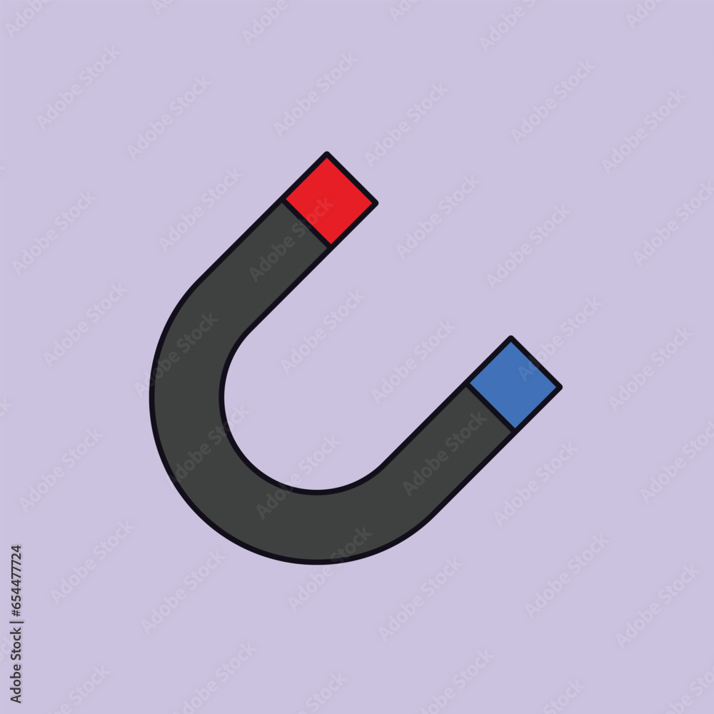 Flat Red Blue North South U Shape Magnet Icon Illustration Vector Flat Red Blue North South U Shape Magnet Icon Illustration Vector