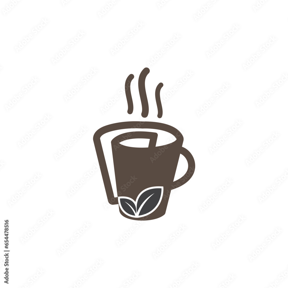 Coffee with sunrise. Coffee morning, coffee cafe logo illustration design template Coffee with sunrise. Coffee morning, coffee cafe logo illustration design template