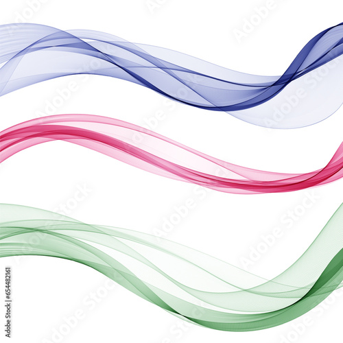 Set of colored waves. Abstract vector set. Decor elements. Eps 10
