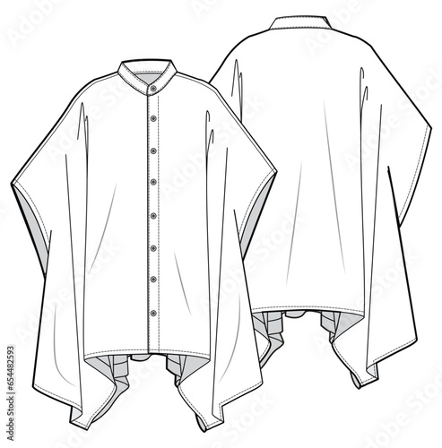 Canvas Print Button Down Caftan Top Front and Back View