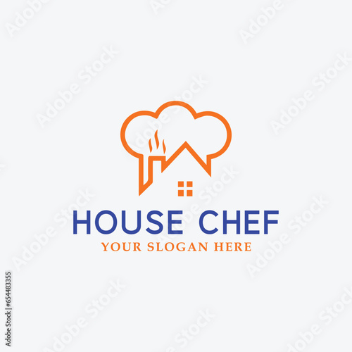 house kitchen chef logo design vector