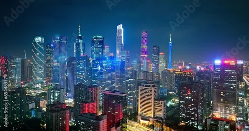 Wallpaper Mural Aerial photography of Guangzhou city skyline at night. Creative video without advertising and trademarks Torontodigital.ca