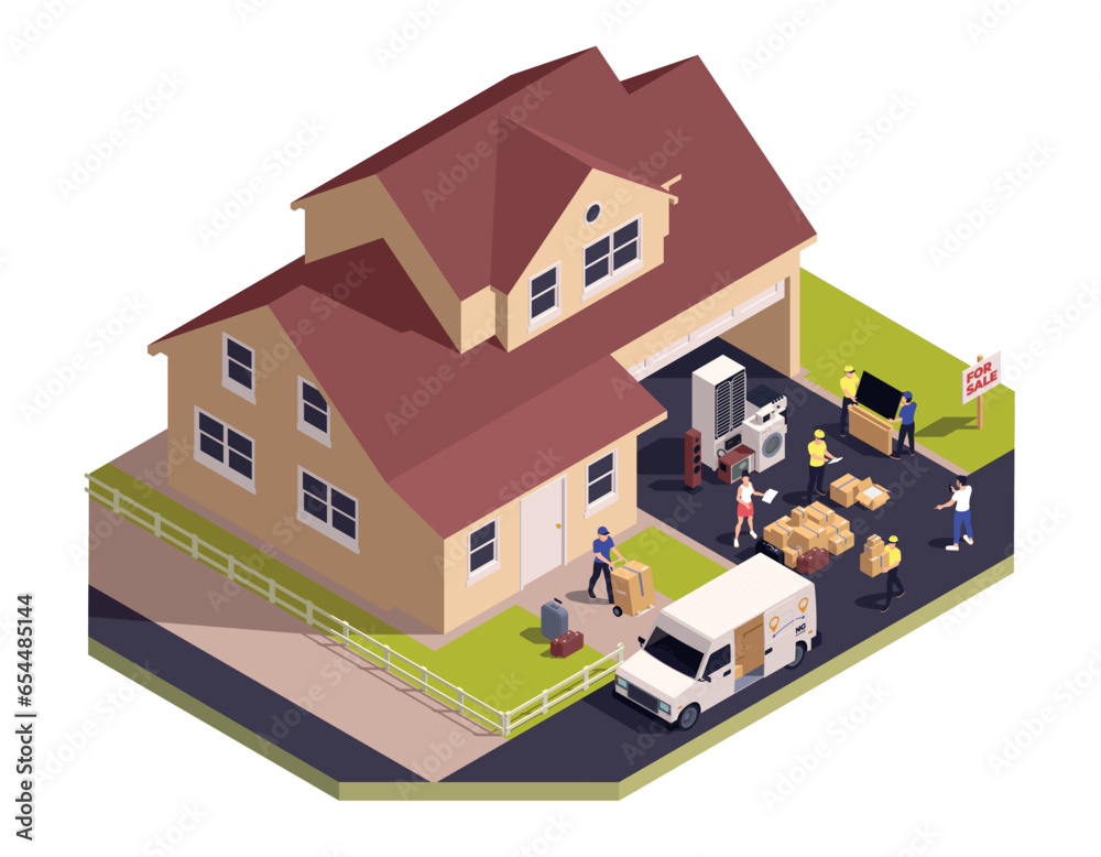 Relocation Service Isometric Relocation Service Isometric
