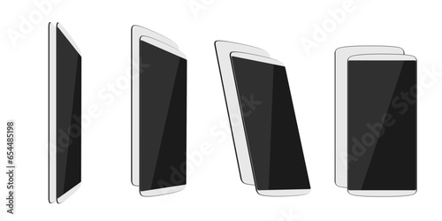 White thin smartphones face and back different foreshortening