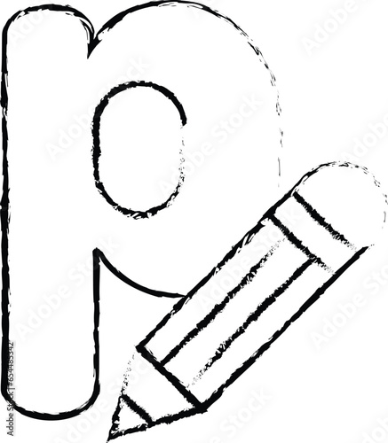 Alphabet Series P hand drawn illustration © Icongeek26