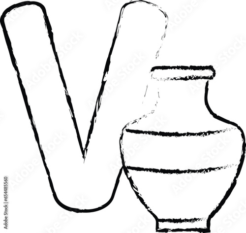 Alphabet Series V hand drawn illustration