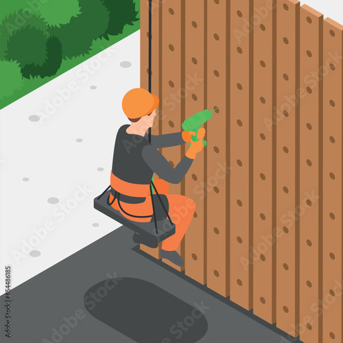 Industrial Climber Working At Height
