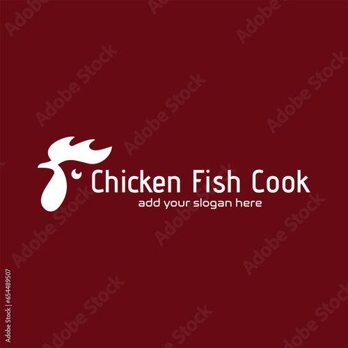 chicken fish restaurant logo design vector