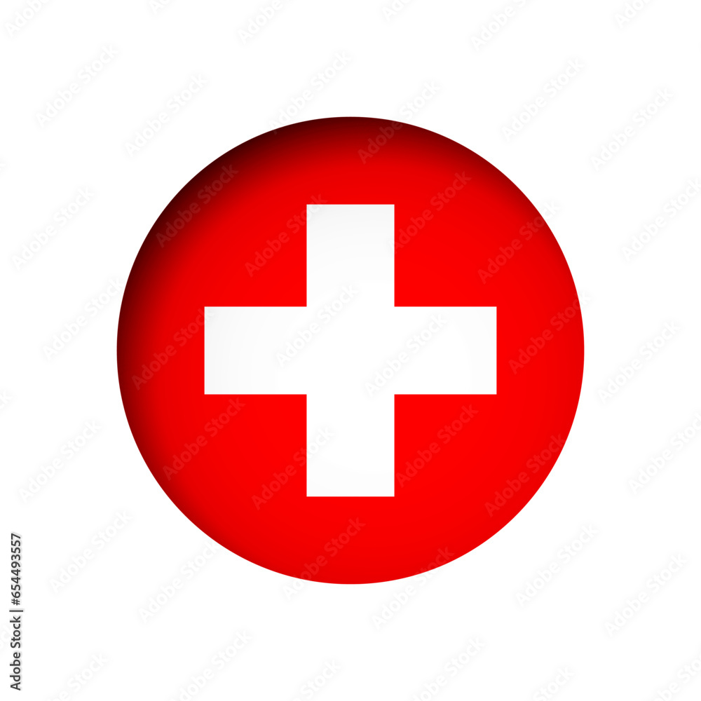 Switzerland flag - behind the cut circle paper hole with inner shadow. Switzerland flag - behind the cut circle paper hole with inner shadow.
