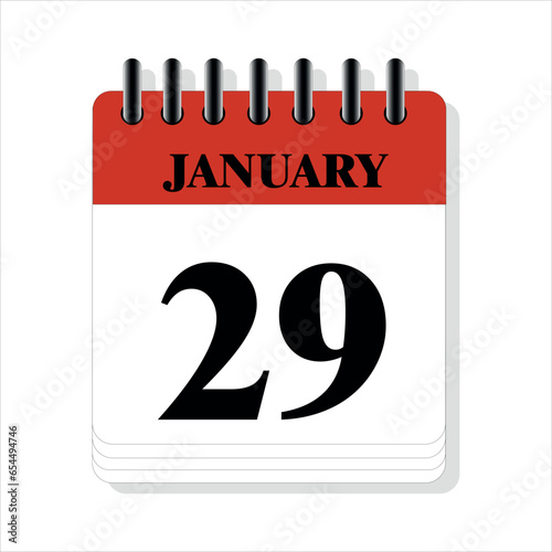 January 29 calendar date design