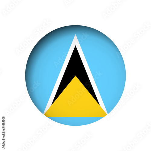 Saint Lucia flag - behind the cut circle paper hole with inner shadow.