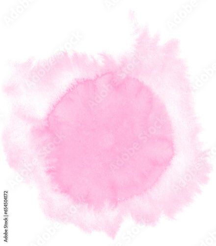 Colorful watercolor or ink paint round circle splashes drops. Abstract painting elements or shapes isolated on white background for banner, card, invitation or design background.