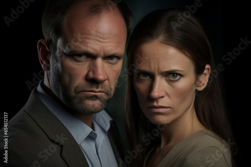 Generative AI portrait picture of angry furious couple furious face expression