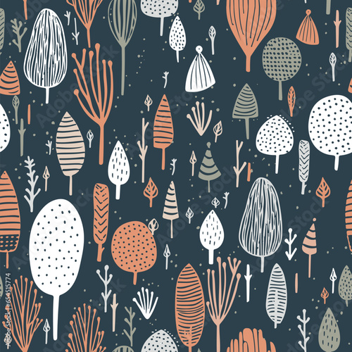 Pastel colour doodle on dark bg seamless patterns. Vector illustration.Trendy Freehand Graphic Design for banner, poster, card, cover, invitation, placard, brochure or header, for fabric, polygraphy.
