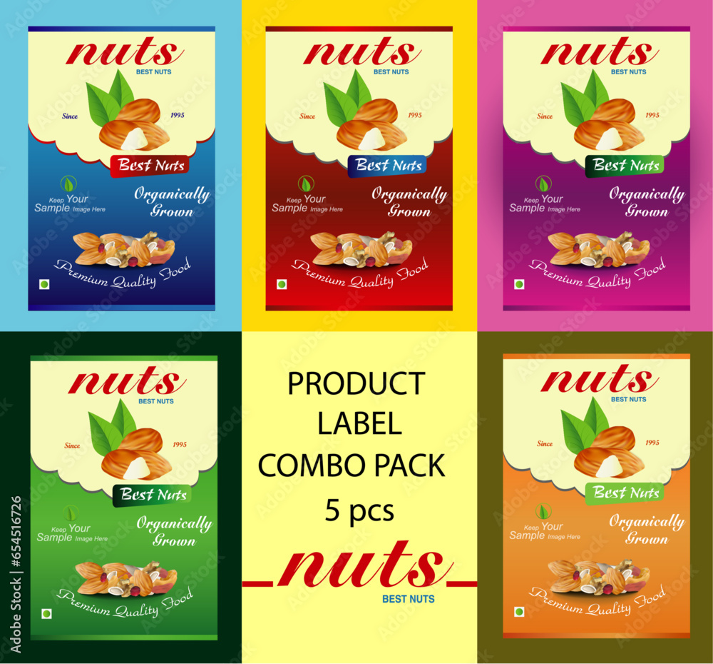 Nuts Label, Nuts packaging, Label Nut, Label and Packaging, organic